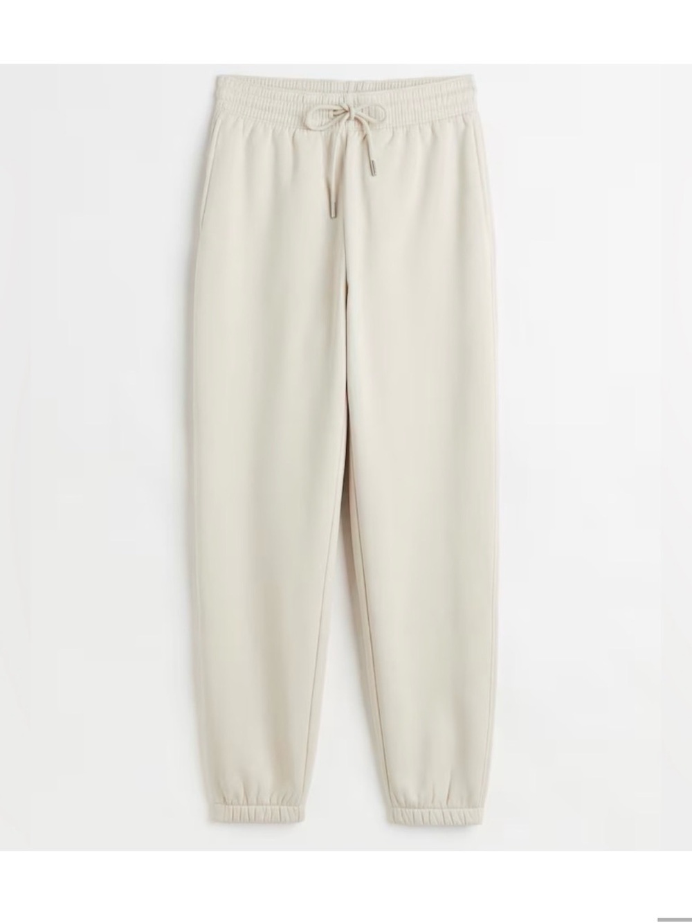 EUC H&M Small Sweatpants Cream Beige Fleece Lined Pockets Cotton Blend Comfy